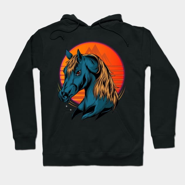 horse head illustration with moon Hoodie by AGORA studio